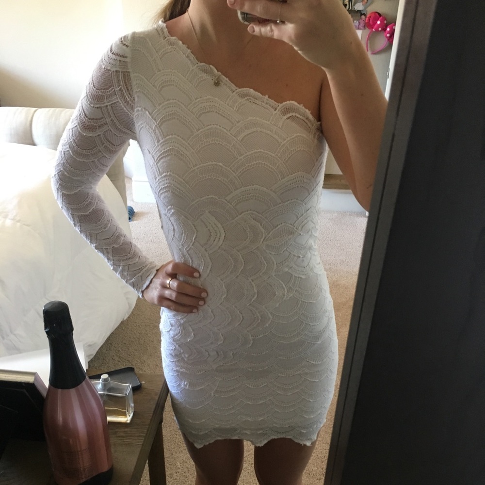 NIGHTCAP Victorian One Sleeve White Dress